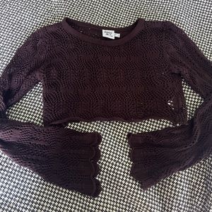 princess polly crochet, long sleeve crop top